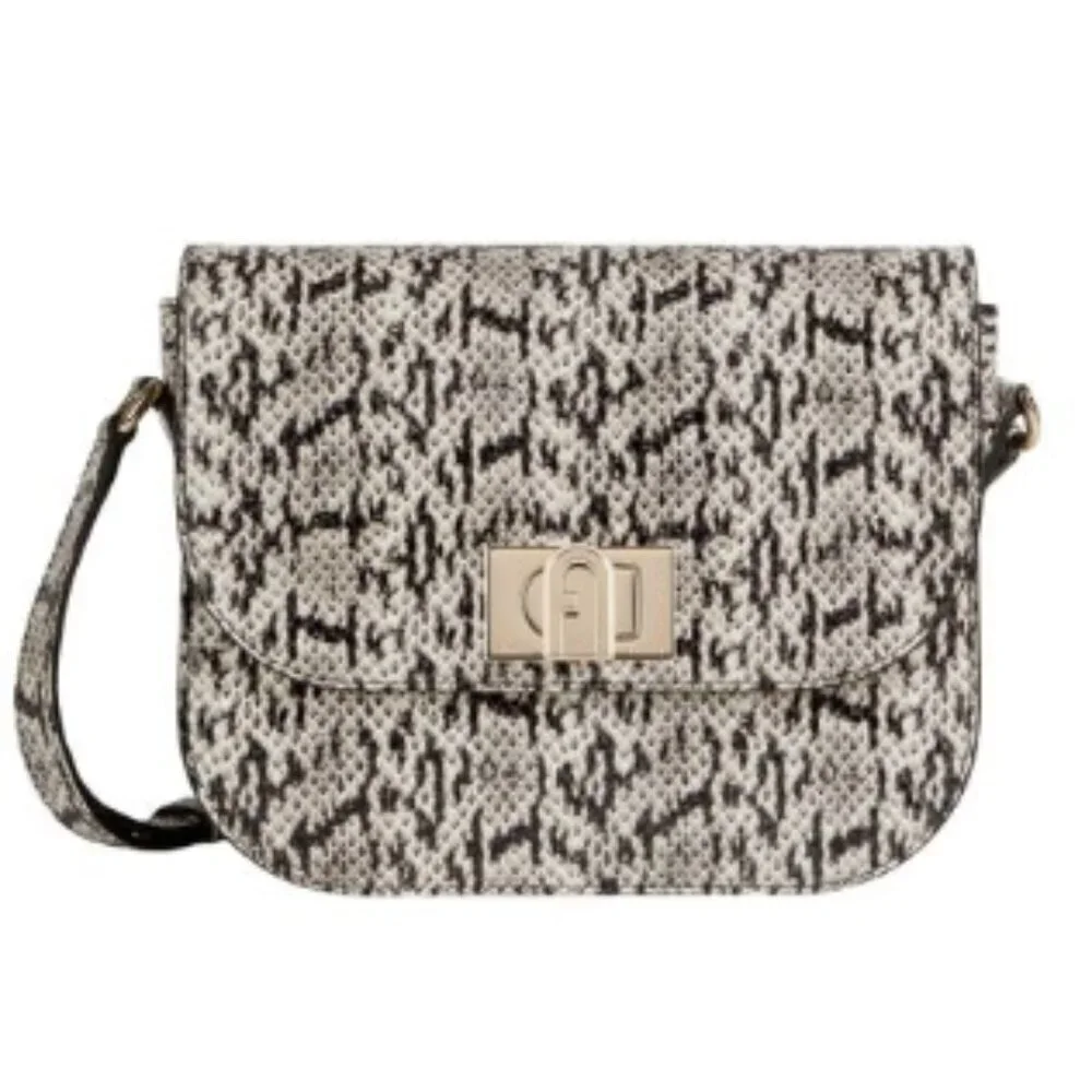 NWT！NEW！Furla 1927 Shoulder Bag Snakeskin Print Leather Made In Italy Women
